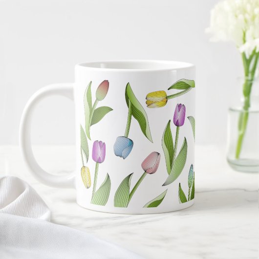 Modernes, farbenfrohe Tulip Blume Muster Jumbo-Tasse