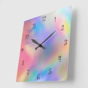 Modernes farbenfroher Regenbogen Galaxie Quadratische Wanduhr