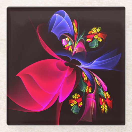 Modernes, farbenfrohes Abstraktes Kunstmuster #06 Glasuntersetzer (Vorderseite)