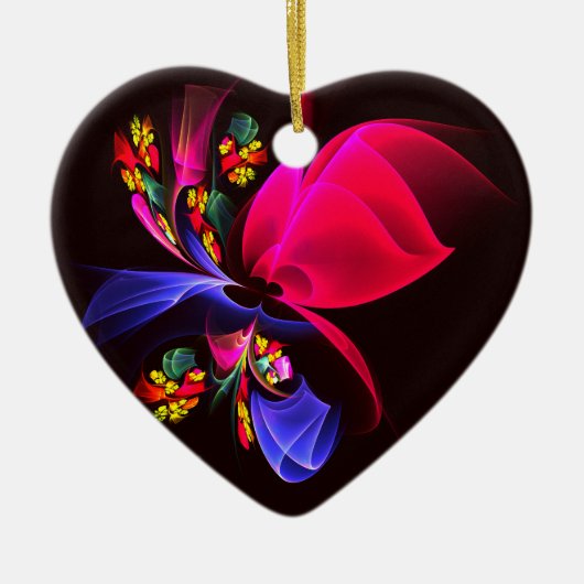 Modernes, farbenfrohes Abstraktes Kunstmuster #06 Keramik Ornament (Vorne)