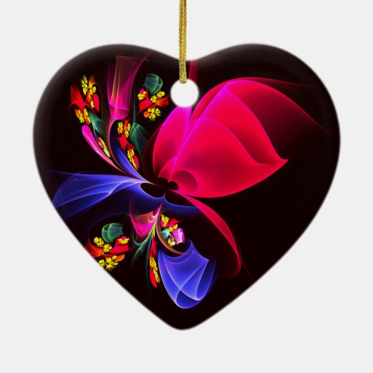 Modernes, farbenfrohes Abstraktes Kunstmuster #06 Keramik Ornament (Hinten)