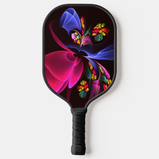 Modernes, farbenfrohes Abstraktes Kunstmuster #06 Pickleball Schläger (Rückseite)