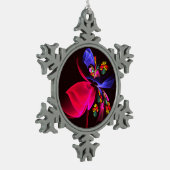 Modernes, farbenfrohes Abstraktes Kunstmuster #06 Schneeflocken Zinn-Ornament (Links)