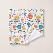 Modernes, farbenfrohes Blumenmuster aus dem Mittel Badhandtuch Set (Waschlappen)