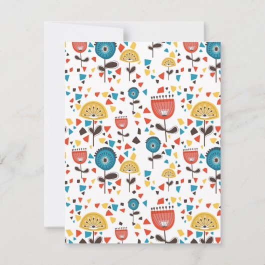 Modernes, farbenfrohes Blumenmuster aus dem Mittel Dankeskarte (Rückseite)