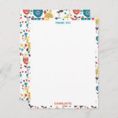 Modernes, farbenfrohes Blumenmuster aus dem Mittel Dankeskarte (Vorne/Hinten)