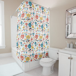 Modernes, farbenfrohes Blumenmuster aus dem Mittel Duschvorhang