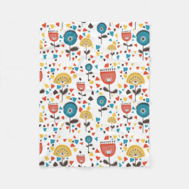 Modernes, farbenfrohes Blumenmuster aus dem Mittel Fleecedecke