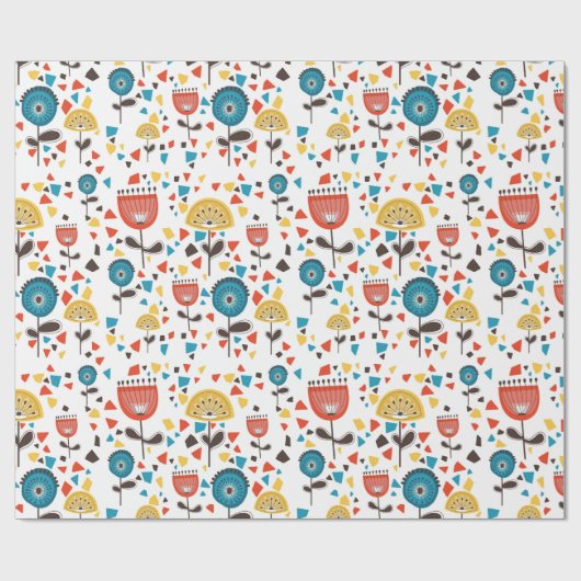 Modernes, farbenfrohes Blumenmuster aus dem Mittel Geschenkpapier (Flach)