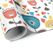 Modernes, farbenfrohes Blumenmuster aus dem Mittel Geschenkpapier (Rolleneckpunkt)