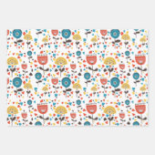 Modernes, farbenfrohes Blumenmuster aus dem Mittel Geschenkpapier Set (Vorderseite 3)