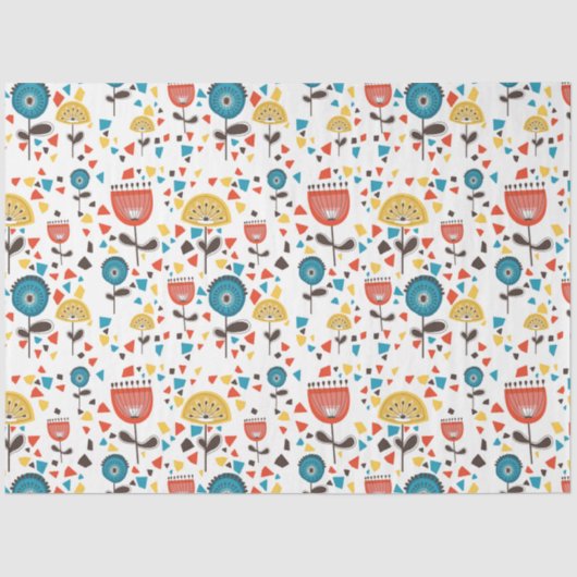 Modernes, farbenfrohes Blumenmuster aus dem Mittel Seidenpapier (Vorderseite)