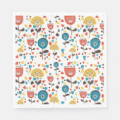 Modernes, farbenfrohes Blumenmuster aus dem Mittel Serviette (Vorderseite)