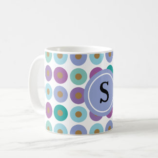 Modernes, farbenfrohes Circle Pattern Monogramm Kaffeetasse