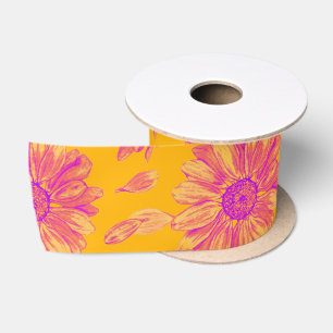Modernes, farbenfrohes, florales Muster Satinband