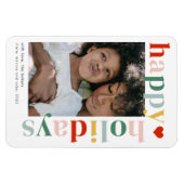 Modernes, farbenfrohes Happy Holidays Foto Magnet (Horizontal)