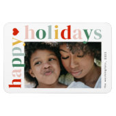 Modernes, farbenfrohes Happy Holidays Foto Magnet (Horizontal)