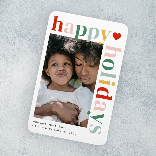 Modernes, farbenfrohes Happy Holidays Foto Magnet