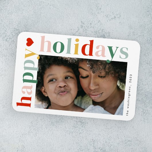 Modernes, farbenfrohes Happy Holidays Foto Magnet