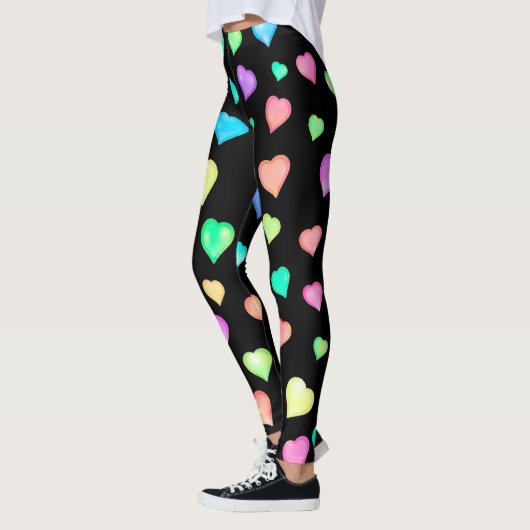 Modernes, farbenfrohes Herzmuster Leggings (Links)