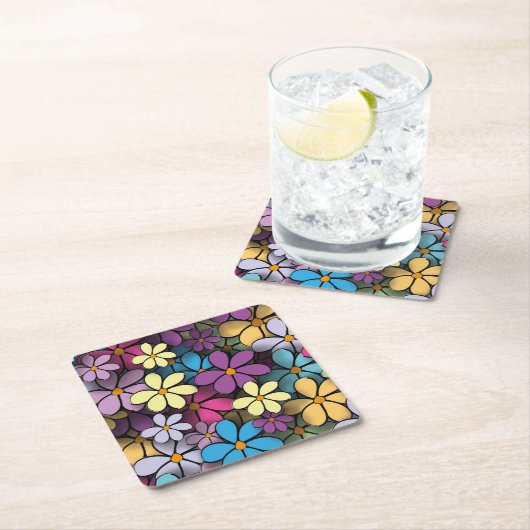 Modernes, farbenfrohes Muster Rechteckiger Pappuntersetzer (Vor Ort)