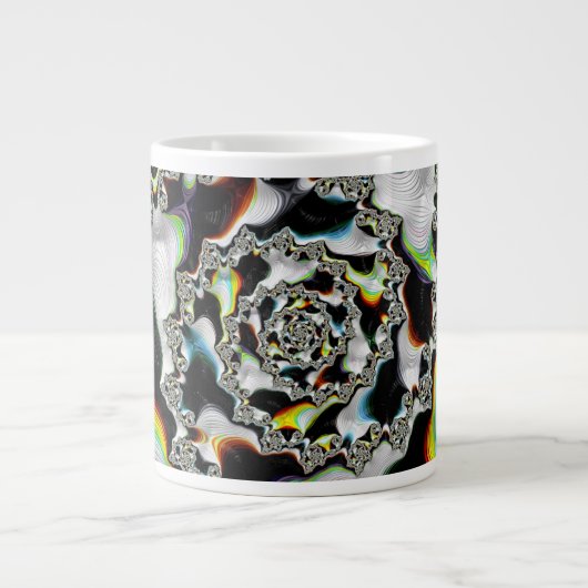 Modernes, farbenfrohes psychedelisches Spiral-Frak Jumbo-Tasse (Vorderseite)