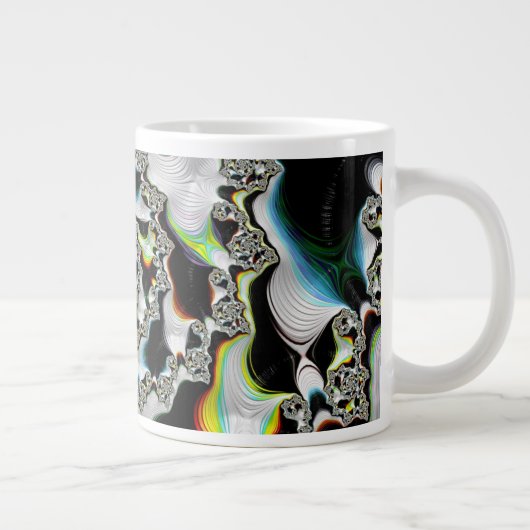 Modernes, farbenfrohes psychedelisches Spiral-Frak Jumbo-Tasse (Rechts)