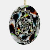 Modernes, farbenfrohes psychedelisches Spiral-Frak Keramik Ornament (Rechts)