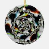 Modernes, farbenfrohes psychedelisches Spiral-Frak Keramik Ornament (Vorne)