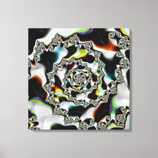 Modernes, farbenfrohes psychedelisches Spiral-Frak Leinwanddruck (Vorderseite)