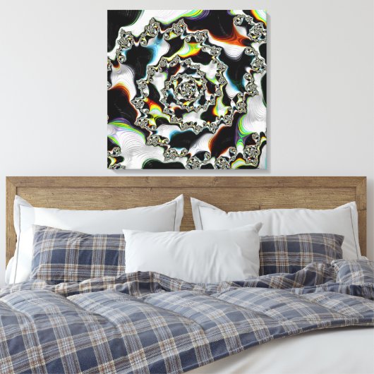 Modernes, farbenfrohes psychedelisches Spiral-Frak Leinwanddruck (Insitu (Schlafzimmer))