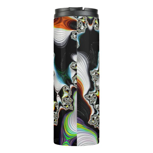 Modernes, farbenfrohes psychedelisches Spiral-Frak Thermosbecher (Rückseite)