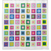 Modernes, farbenfrohes Quadrat-Muster aus dem Mitt Duschvorhang (Vorderseite)