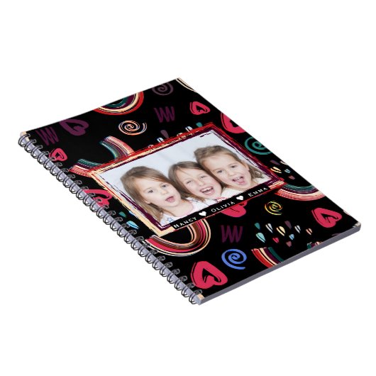 Modernes, farbenfrohes Rainbow Custom Foto Notizblock (Rechte Seite)