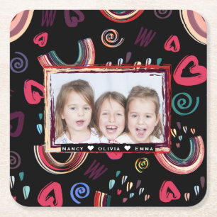 Modernes, farbenfrohes Rainbow Custom Foto Rechteckiger Pappuntersetzer