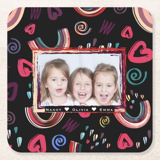 Modernes, farbenfrohes Rainbow Custom Foto Rechteckiger Pappuntersetzer (Vorderseite)