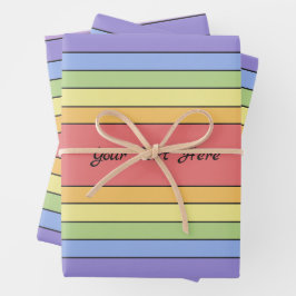 Modernes, farbenfrohes Regenbogenfarbenmuster Geschenkpapier Set