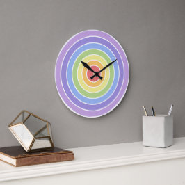 Modernes, farbenfrohes Regenbogenfarbenmuster Große Wanduhr