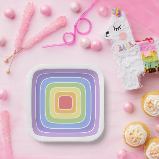 Modernes, farbenfrohes Regenbogenfarbenmuster Pappteller (Party)