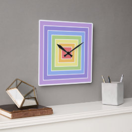 Modernes, farbenfrohes Regenbogenfarbenmuster Quadratische Wanduhr