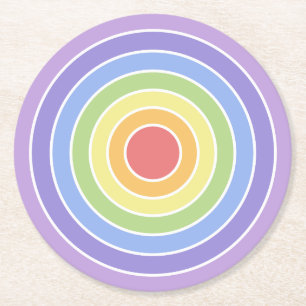 Modernes, farbenfrohes Regenbogenfarbenmuster Runder Pappuntersetzer