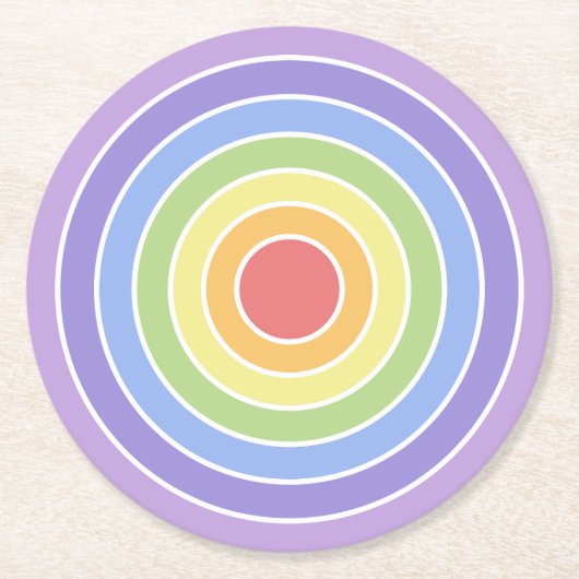 Modernes, farbenfrohes Regenbogenfarbenmuster Runder Pappuntersetzer (Vorderseite)