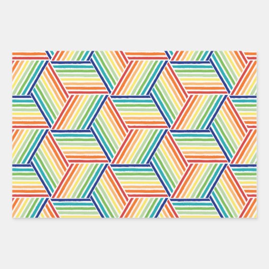 Modernes, farbenfrohes Regenbogenkuppelmuster Geschenkpapier Set (Vorderseite 3)