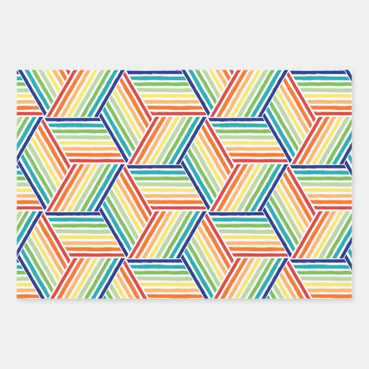 Modernes, farbenfrohes Regenbogenkuppelmuster Geschenkpapier Set (Vorderseite)