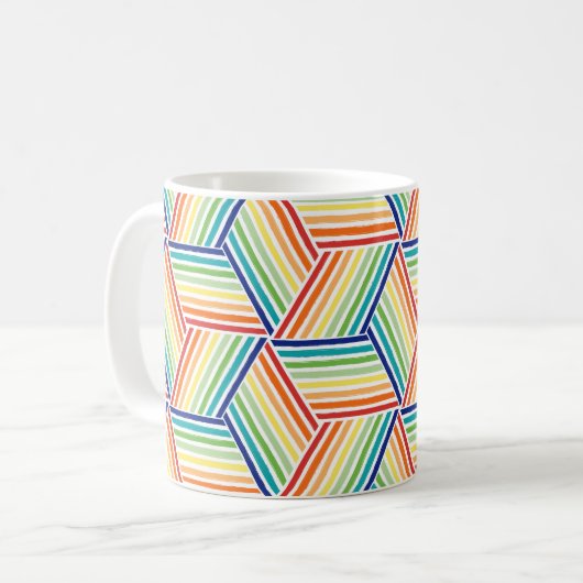 Modernes, farbenfrohes Regenbogenkuppelmuster Kaffeetasse (Vorderseite Links)