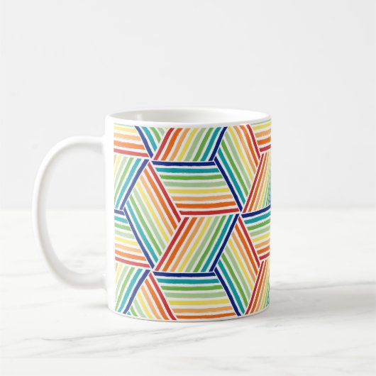 Modernes, farbenfrohes Regenbogenkuppelmuster Kaffeetasse (Links)