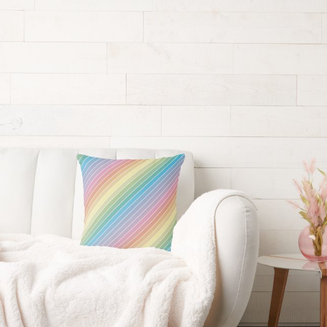 Modernes, farbenfrohes Regenbogenmuster Kissen (Liege)