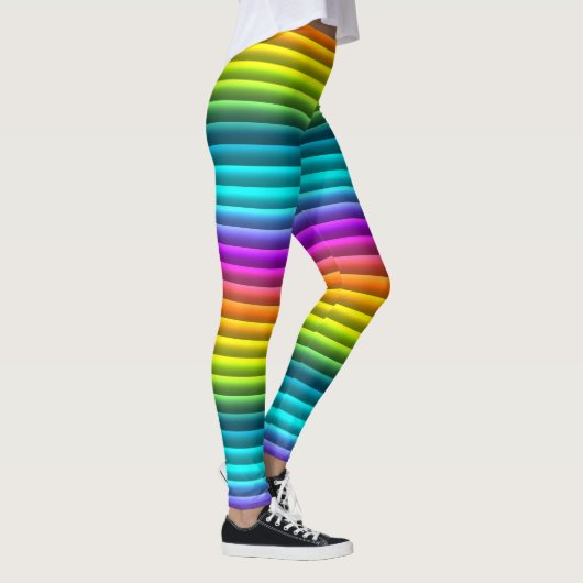 Modernes, farbenfrohes Regenbogenmuster Leggings (Rechts)