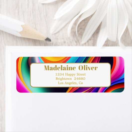 Modernes farbenfrohes Retro-Wave-Adressetikett (Insitu)