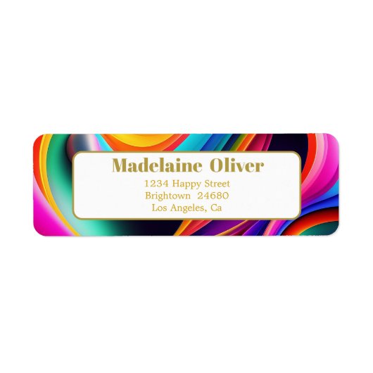 Modernes farbenfrohes Retro-Wave-Adressetikett (Vorne)